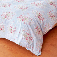 【伊德生活】埃及棉床包枕套組 田園玫瑰藍 特大(埃及棉、床包、枕套)