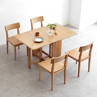 源氏木語鹿特丹橡木1.3M摺疊餐桌Y28R02+餐椅Y90S01(一桌四椅) (H014282562)
