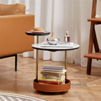 Nordic Round Coffee Tables Home Living Room for Sofa Creative Side Tables Room Bedside Saddle Leather Coffe Tables Furniture