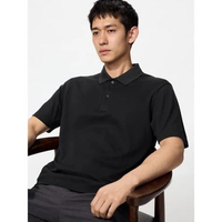 Uniqlo AIRism Cotton Pique Polo Shirt Kaos Polo Pria L 09 BLACK