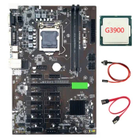 B250 BTC Mining Motherboard with SATA Cable+ Switch Cable+G3900 CPU 12 PCIE LGA1151 USB3.0 SATA 3 Support DDR4