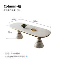 Marble Minimalist Dining Table Oval Modern Villa Home Dining Table High-Grade Natural Luxury Stone Dining Table