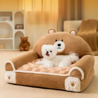 All-season Universal Pet Sofa Dog Kennel Small and Medium-sized Dog Teddy Bear Winter Warmth Rabbit Plush Dog Bed Cat Sofa