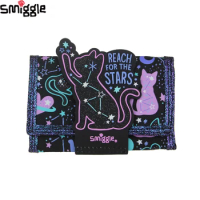 Australia Smiggle Original Children Wallet Girl Clutch Kawaii Black Starry Cat Cute Kids Card Holder Three Fold Bags Coin Purse