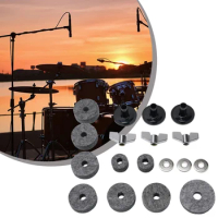 18Pcs Replacements Drums Felt Sets Drum Stands Felt Cymbal Sleeves Percussion Parts For Most Drums Jaw Drums Black