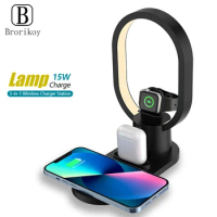 4in1 Night Light Wireless Charger For Apple Watch Airpoods Pro 2 3 15W Fast Charging Station For iPhone 8 XS XR 11 12 13 Pro MAX