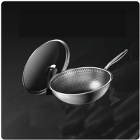 304不銹鋼炒菜燃氣竈專用不沾鍋送不銹鋼鏟適合3-6人外徑32CM 