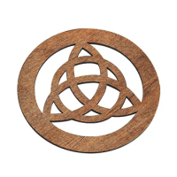 12CM Wood Board Witchcraft Altar Divination Plank Prop Laser Celtic Knot Strength Energy Coaster Pad Wand Astrology Charm Dangle