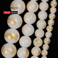 4mm-10mm Natural White Lapis Lazuli Jades Round Beads Stone Beads for Jewelry Making Diy Bracelet Jewellery Accessories 15"