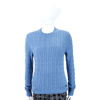 Andre Maurice 喀什米爾蔚藍色麻花織紋羊毛衫