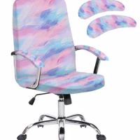 Oil Painting Purple Pink Modern Art Elastic Office Chair Cover Gaming Computer Chair Armchair Protector Seat Covers