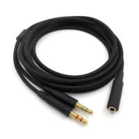 3.5mm Universal 2 in 1 Gaming Headphone Audio Extend Cable For HyperX Cloud II/for Alpha/Cloud Flight Headphone For Comp