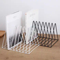 Nordic Triangular Book Stand Wrought Iron Small Bookshelf Desktop Decoration Storage Rack Rack Simple Newspaper Rack