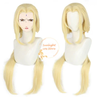 Anime Tsunade Cosplay Wig 100cm Long Blonde Women Tsunade Wigs Heat Resistant Synthetic Hair Party Cosplay Costume Wig + Wig Cap
