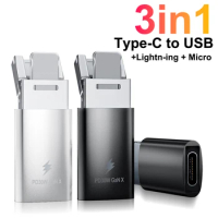 3 in1 OTG Type C To Lightning Micro USB Type C Male to USB 2.0 Female Converter For iPhone Macbook Samsung OTG Adapter