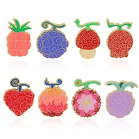Anime One Piece Brooch Devil Fruit Model Badge Luffy Gum-Gum Fruit Pin Cartoon Metal Accessories Cosplay Toy Figure Gift