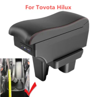 Car Armrest Box for Toyota Hilux Leather Arm Rest Center Console Storage USB Accessories