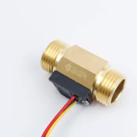 Brass Copper 1/2" Liquid Water Hall Effect Flow Sensor Liquid Flow Meter Sensor for Water Heater Pump