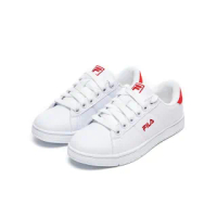 【FILA】女鞋 休閒鞋 女綁帶板鞋運動鞋-白/紅(5-C617V-112)