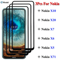 3 Pieces For Nokia X20 Glass For Nokia X10 Full Glued Screen Protective Glass Film On For Nokia X71 X7 X6 X5 Full Cover 9H Glass