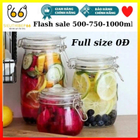 Balang Kaca, dengan Tudung Snap-on, Kapasiti 500ml-750ml-1000ml, Bekas Makanan dan Rempah Berkualiti