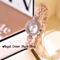 Royal Crown นาฬิกาข้อมือผู้หญิง สีโรสโกลด์ประดับเพชร CZ สวยหรู,กันน้ำ,มีบัตรับประกัน1ปี,จัดส่งพร้อมก