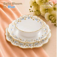 Piring Mangkok Keramik Estetik Premium Belle Bloom Gold Rim | Hoomey Petite Maison - Mangkok Piring 