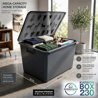 SKY - Kontainer Box Plastik Container KARBON Box PUMA AKAKO Hitam Black JUMBO BESAR RODA KB 230-tutu
