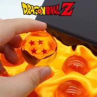 4.3cm Dragon Ball Z 7 Stars Crystal Ball Anime Figure Orange Resin Crystal Globe with Base Desktop Collection Decoration Toys