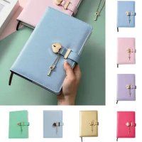 PU Leather Heart Shaped Lock Journal Locking with Key B6 Lined Password Book Scrapbook Thicken Personal Planner Notepad Office