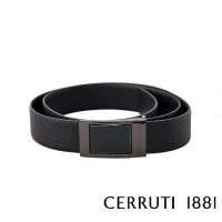 【Cerruti 1881】限量3折 義大利頂級小牛皮皮帶 全新專櫃展示品(黑色 CECU03259M)