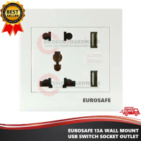 COD EUROSAFE 409SS DUAL USB PORT 13A MULTI WALL SWITCH SOCKET OUTLET 2.1A