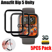 5PCS Pack For Amazfit Bip 5 Unity Smart watch 3D Screen Protector Protective Full Cover Film Curved Soft Films