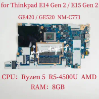 E14 Gen 2 Mainboard For Lenovo Thinkpad E15 Gen 2 Laptop Motherboard CPU: Ryzen 5 R5-4500U RAM:8GB DDR4 NM-C771 FRU: 5B20W77569