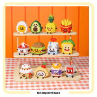 TSA (COD) DIY Mainan Susun Model Makanan Nano Bricks Balok Susun Mainan Edukasi DIY Food Fruit Makan