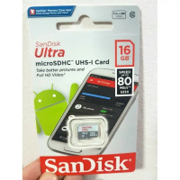 MicroSD Card Memory Card Sandisk 16GB Class 10 kecepatan 80mbs