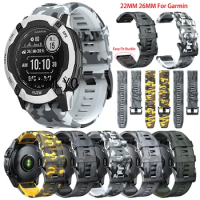 22 26mm Silicone Strap For Garmin Forerunner 965 955 Approach S70 Instinct 2X Watch Band Easy Fit Camouflage Wristband Bracelet