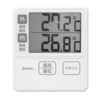 【DRETEC】新室內室外溫度計-冰箱&amp;水族箱適用-象牙白(O-285IV)