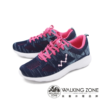 【WALKING ZONE】女  天痕戶外W系列 飛線編織慢跑休閒鞋   女鞋(深藍)