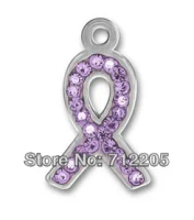 pewter lavender Austrian crystal ribbon charms for bracelet and necklaces