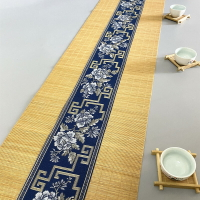 中式古典刺繡布藝竹茶席中國風茶墊禪意茶幾茶桌布電視柜長條桌布