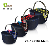 【瑞康屋UCOM】牛仔系列蝴蝶結防溢提鍋-四鍋組22+19+16+14cm附提袋