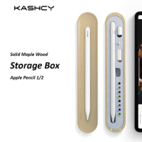 KASHCY Solid Wood Maple Pencil Storage Box For Apple Pencil 1/2 generation accessories Tray