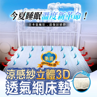 三貴SANKI 涼感紗立體3D透氣網床墊雙人加大(180*186)+2入枕墊