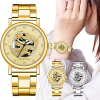 New Fashion Women Hollow Dragon Faux Mechanical Watch Ladies Stainless Steel Quartz Wrist Watches For Female Relogio Feminino