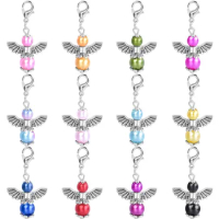 5PCs Angel Knitting Stitch Markers For Kniting Tools Silver Color Wing Colorful Bedas Angel Heart