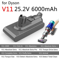 For Dyson Vacuum 6000mAh 100.8Wh Battery For Dyson Torque Drive Extra V11 Complete Extra V11 Fluffy Extra V11 Animal V15