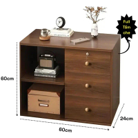 Tủ để đầu giường 3 ngăn, có khoá. Gỗ MDF phủ nhựa melamin cao cấp [60-60-24 cm] . Có video hướng dẫn