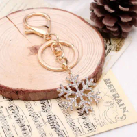 Trendy Hot New Arrival for Woman Ladies Gold-color Christmas Gift Jewelry Key Ring Pendant Snowflake Keychain