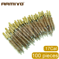 Armiyo Wholesale 100Pcs/Pack .17Cal .22Cal .30Cal .38Cal 12GA G Bore Cleaning Bronze Brush Hunting Thread 5-40 8-32 5/16"-26T